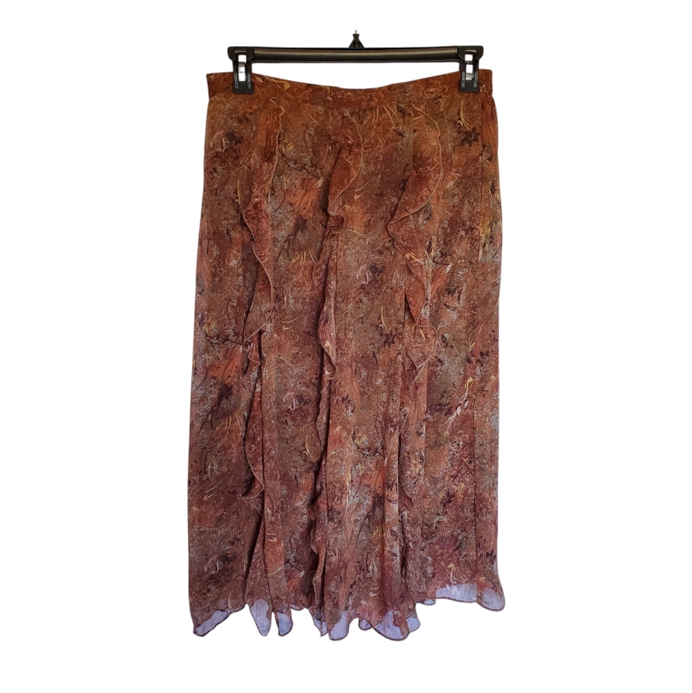 Elegant Brown Floral Skirt